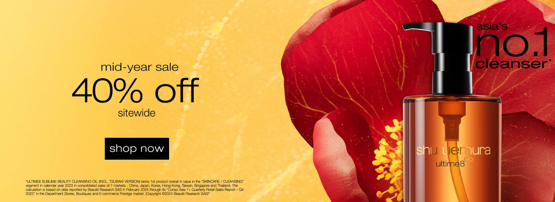 mid-year sale limited time only - 40% off almost everything.